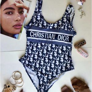 Dior One Piece Swimsuit Bodysuit Navy Blue